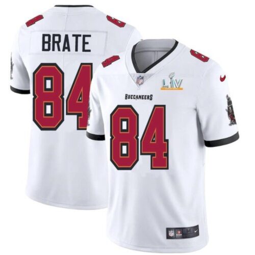 68619c9e70727_1 Men's Tampa Bay Buccaneers #84 Cameron Brate White 2021 Super Bowl LV Limited Stitched Jersey