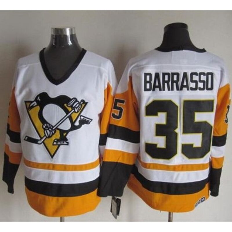68619cbeaac4e_1 Penguins #35 Tom Barrasso White/Black CCM Throwback Stitched NHL Jersey