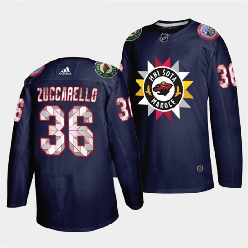 68619cecab3fd_1 Men's Minnesota Wild #36 Mats Zuccarello 2021/22 Navy Native American Heritage Day Stitched Jersey
