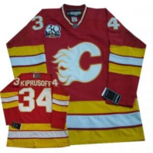68619d1599358_1 Flames #34 Miikka Kiprusoff Red with 30TH Patch NHL Jersey