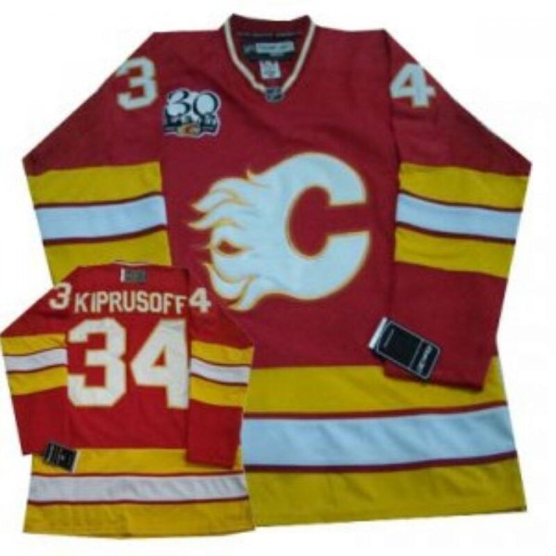 68619d1599358_1 Flames #34 Miikka Kiprusoff Red with 30TH Patch NHL Jersey