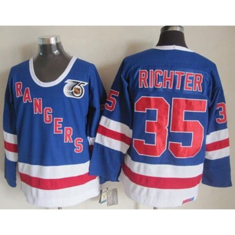 68619d2e03618_1 Rangers #35 Mike Richter Blue CCM 75TH Stitched NHL Jersey