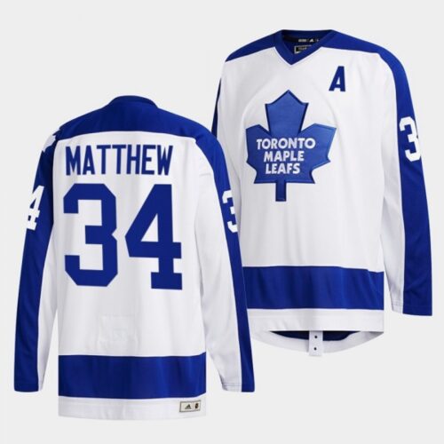 68619dab5993b_1 Men's Toronto Maple Leafs #34 Auston Matthews White Classics Primary Logo Stitched Jersey