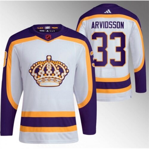 68619ea54e41e_1 Men's Los Angeles Kings #33 Viktor Arvidsson White 2022 Reverse Retro Stitched Jersey