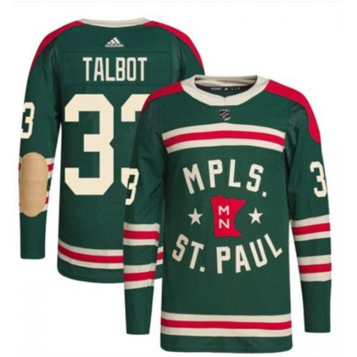 68619f2a5290d_1 Men's Minnesota Wild #33 Cam Talbot 2022 Green Winter Classic Stitched Jersey
