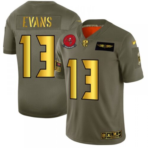 68619f4cbe788_1 Men's Tampa Bay Buccaneers #13 Mike Evans 2019 Olive/Gold Salute To Service Limited Stitched NFL Jersey