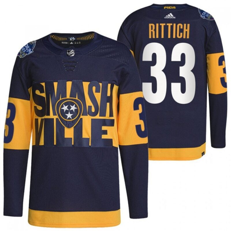 68619f65a7f61_1 Men's Nashville Predators #33 David Rittich 2022 Navy Stadium Series Breakaway Player Stitched Jersey