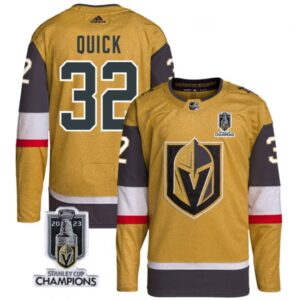 68619f804efab_1 Men's Vegas Golden Knights #32 Jonathan Quick Gold 2023 Stanley Cup Champions Stitched Jersey