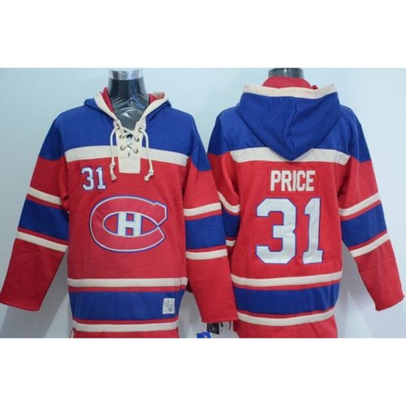 68619fe2285de_1 Canadiens #31 Carey Price Red Sawyer Hooded Sweatshirt Stitched NHL Jersey