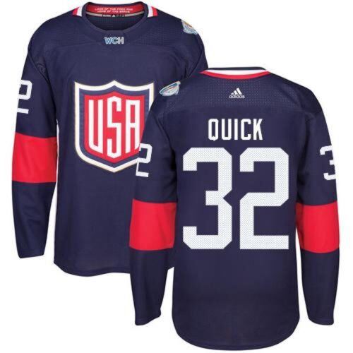 6861a00398a71_1 Team USA #32 Jonathan Quick Navy Blue 2016 World Cup Stitched Youth NHL Jersey