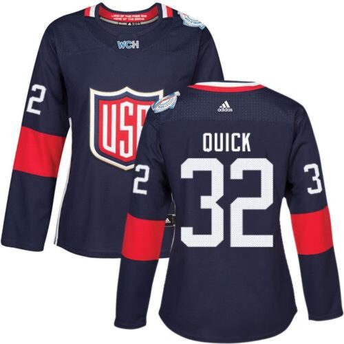6861a0093d130_1 Team USA #32 Jonathan Quick Navy Blue 2016 World Cup Women's Stitched NHL Jersey