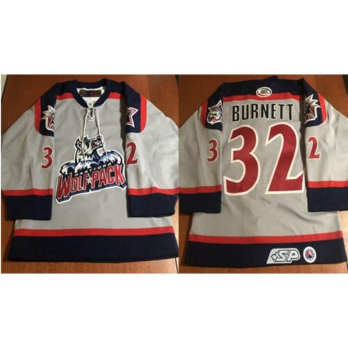 6861a05c8c604_1 Men's Hartford Wolf Pack #32 Rob Burnett Gray Hockey Jersey