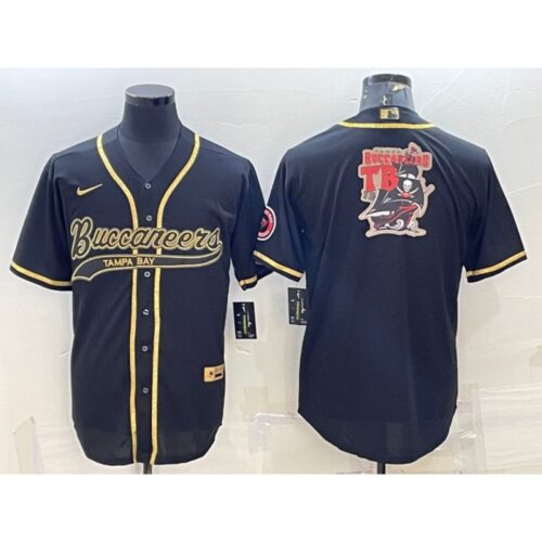 6861a0b220843_1 Men's Tampa Bay Buccaneers Black Gold Team Big Logo With Patch Cool Base Stitched Baseball Jersey
