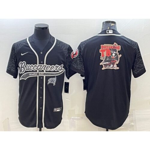 6861a0ba22800_1 Men's Tampa Bay Buccaneers Black Reflective Team Big Logo With Patch Cool Base Stitched Baseball Jersey