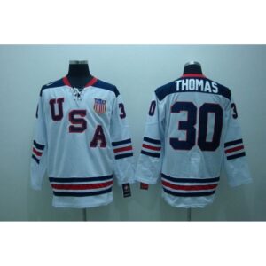 6861a11abea3f_1 2010 Olympic Team USA #30 Tim Thomas Stitched White 1960 Throwback NHL Jersey