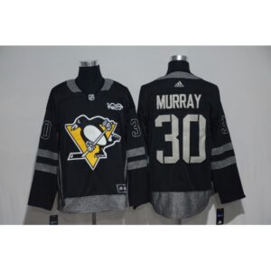 6861a19298e93_1 Pittsburgh Penguins #30 Matt Murray Black Men's 1917-2017 100th Anniversary Stitched NHL Jersey