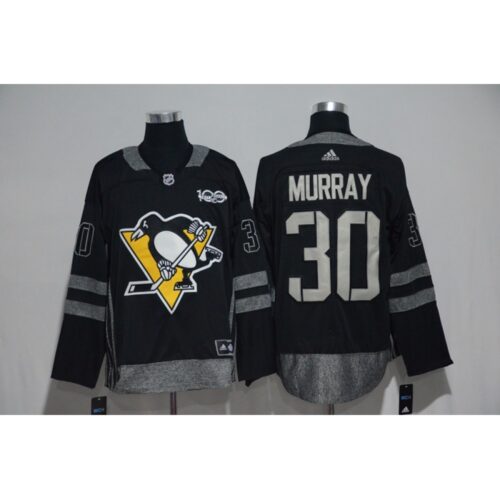6861a19298e93_1 Pittsburgh Penguins #30 Matt Murray Black Men's 1917-2017 100th Anniversary Stitched NHL Jersey
