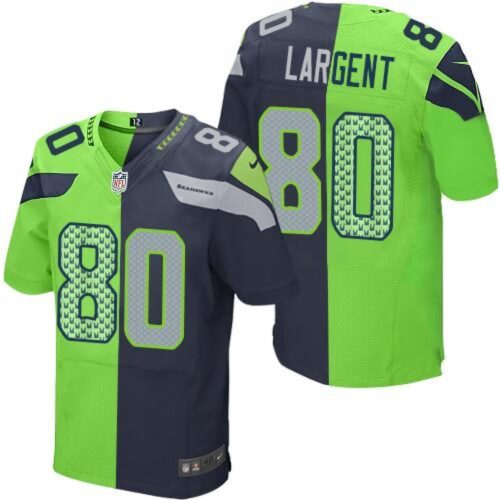 6861a19e92070_1 Seahawks #80 Steve Largent Steel Blue/Green Men's Stitched NFL Elite Split Jersey