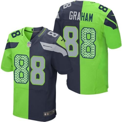 6861a1a458a4b_1 Seahawks #88 Jimmy Graham Steel Blue/Green Men's Stitched NFL Elite Split Jersey