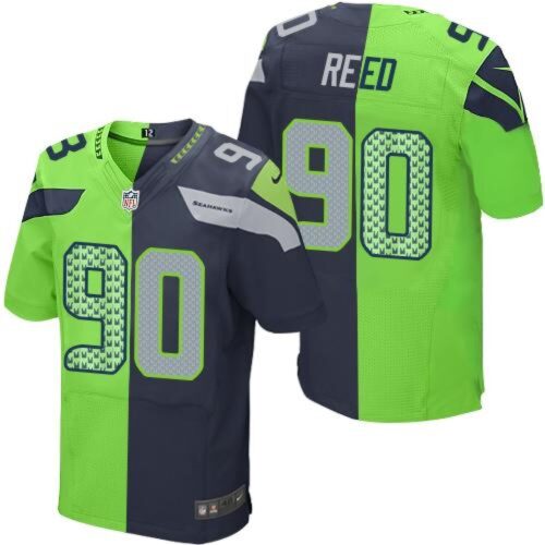 6861a1acd30f1_1 Seahawks #90 Jarran Reed Steel Blue/Green Men's Stitched NFL Elite Split Jersey