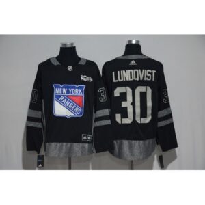 6861a1e13bb41_1 Rangers #30 Henrik Lundqvist Black Men's 1917-2017 100th Anniversary Stitched NHL Jersey