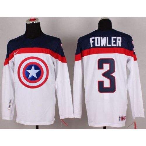 6861a1f90fdbc_1 Olympic Team USA #3 Cam Fowler White Captain America Fashion Stitched NHL Jersey
