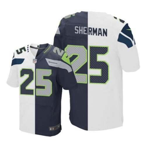 6861a21ab4a2d_1 Seahawks #25 Richard Sherman White/Steel Blue Men's Stitched NFL Elite Split Jersey