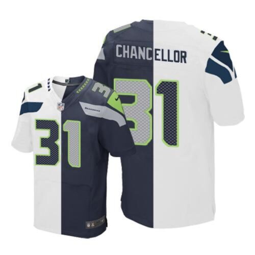 6861a2231692c_1 Seahawks #31 Kam Chancellor White/Steel Blue Men's Stitched NFL Elite Split Jersey