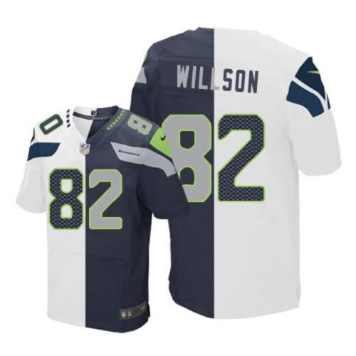 6861a2470848a_1 Seahawks #82 Luke Willson White/Steel Blue Men's Stitched NFL Elite Split Jersey