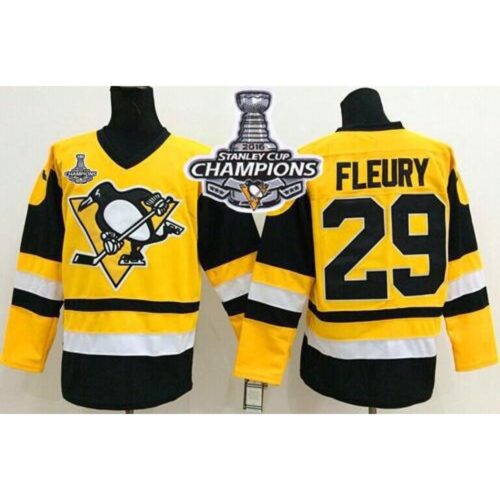 6861a24946fb0_1 Penguins #29 Andre Fleury Yellow Throwback 2016 Stanley Cup Champions Stitched NHL Jersey