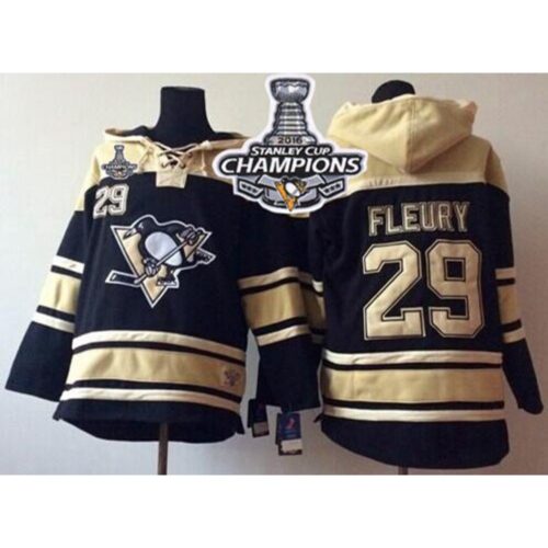 6861a253499b7_1 Penguins #29 Andre Fleury Black Sawyer Hooded Sweatshirt 2016 Stanley Cup Champions Stitched NHL Jersey