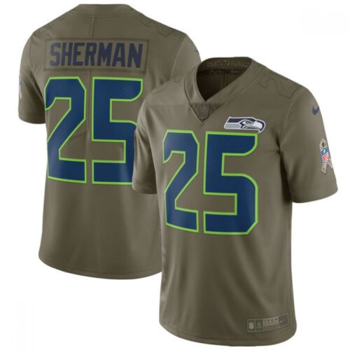 6861a287b6df2_1 Men's Seattle Seahawks #25 Richard Sherman Olive Salute To Service Limited Stitched NFL Jersey