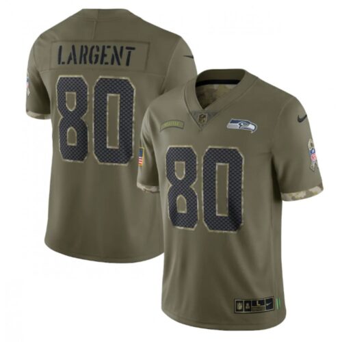 6861a29c644bd_1 Men's Seattle Seahawks #80 Steve Largent Olive 2022 Salute To Service Limited Stitched Jersey