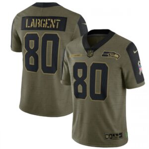 6861a29f70d41_1 Men's Seattle Seahawks #80 Steve Largent 2021 Olive Salute To Service Limited Stitched Jersey