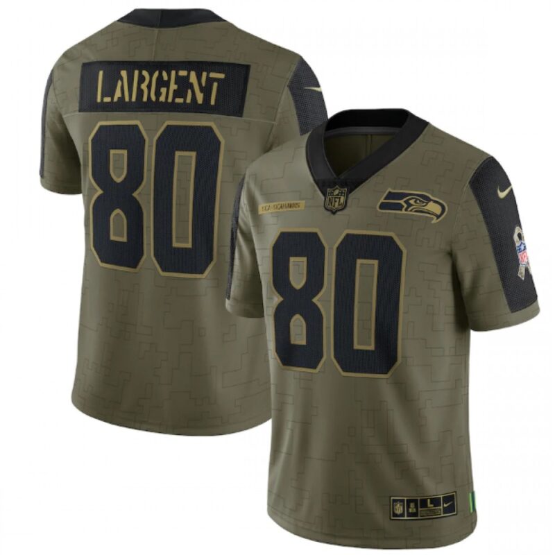 6861a29f70d41_1 Men's Seattle Seahawks #80 Steve Largent 2021 Olive Salute To Service Limited Stitched Jersey
