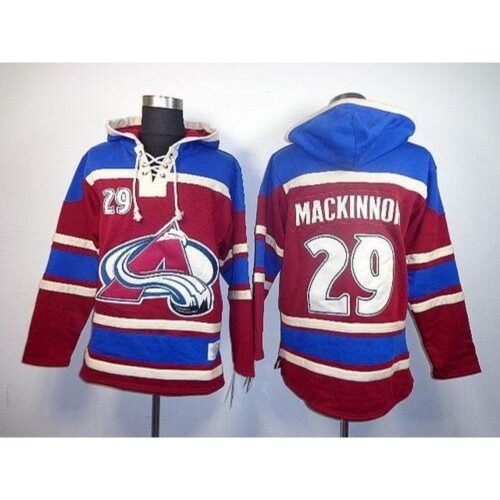 Avalanche #29 Nathan MacKinnon Red Sawyer Hooded Sweatshirt Stitched NHL Jersey