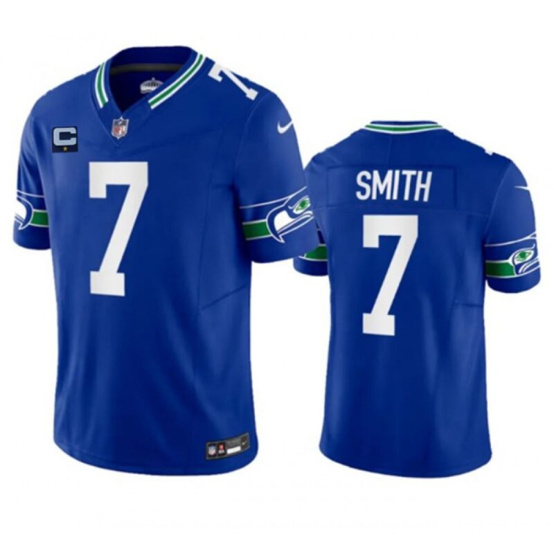 6861a2b3dd81e_1 Men's Seattle Seahawks #7 Geno Smith Royal 2023 F.U.S.E. With 1-Star C Patch Vapor Limited Throwback Stitched Jersey