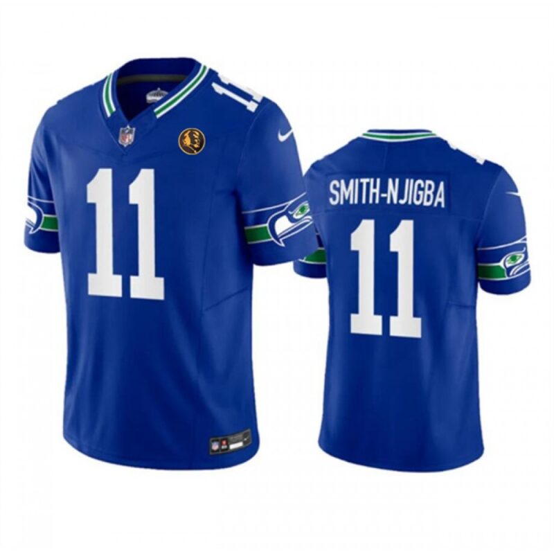 6861a2b984a27_1 Men's Seattle Seahawks #11 Jaxon Smith-Njigba Royal 2023 F.U.S.E. Throwback With John Madden Patch Vapor Limited Stitched Football Jersey