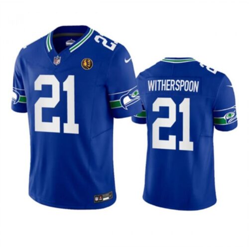 6861a2c578bfd_1 Men's Seattle Seahawks #21 Devon Witherspoon Royal 2023 F.U.S.E. Throwback With John Madden Patch Vapor Limited Stitched Football Jersey