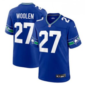 6861a2e37ec74_1 Men's Seattle Seahawks #27 Tariq Woolen Royal Throwback Player Stitched Game Jersey