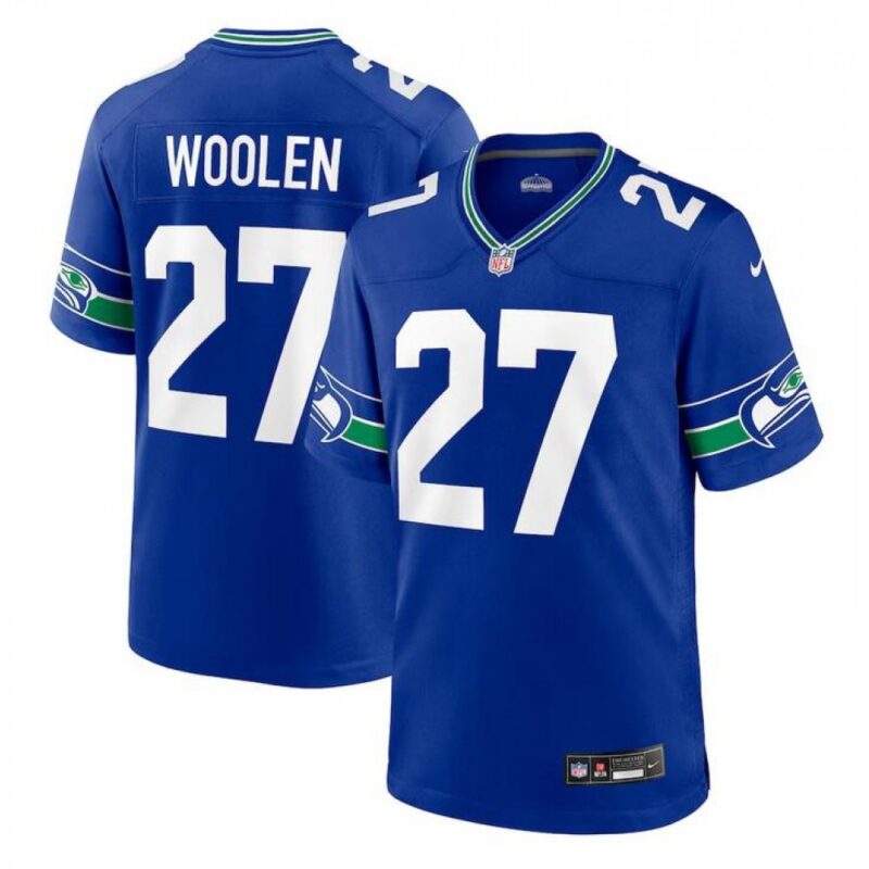 6861a2e37ec74_1 Men's Seattle Seahawks #27 Tariq Woolen Royal Throwback Player Stitched Game Jersey