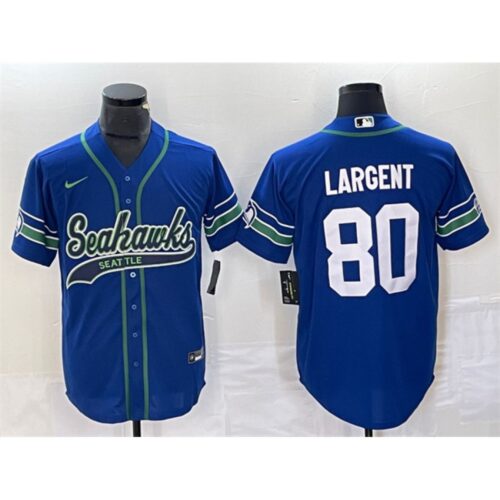 6861a2ef35911_1 Men's Seattle Seahawks #80 Steve Largent Royal Throwback Cool Base Stitched Baseball Jersey