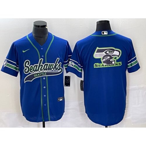 6861a2f2ca0d3_1 Men's Seattle Seahawks Royal Throwback Team Big Logo Cool Base Stitched Baseball Jersey