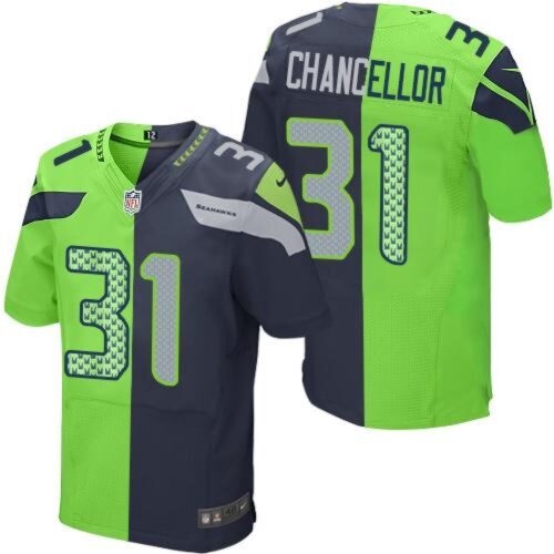6861a316cb7d8_1 Seahawks #31 Kam Chancellor Steel Blue/Green Men's Stitched NFL Elite Split Jersey