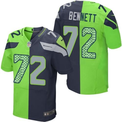 6861a32861504_1 Seahawks #72 Michael Bennett Steel Blue/Green Men's Stitched NFL Elite Split Jersey