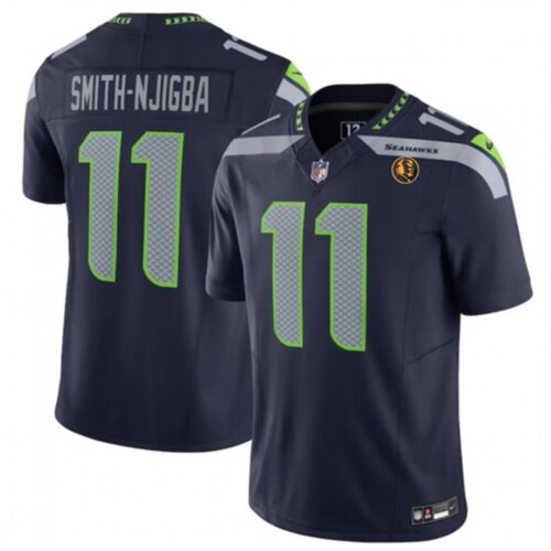 6861a34a70660_1 Men's Seattle Seahawks #11 Jaxon Smith-Njigba Navy 2023 F.U.S.E. With John Madden Patch Vapor Limited Stitched Football Jersey