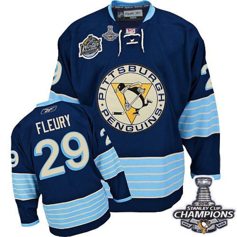 6861a35646698_1 Penguins #29 Andre Fleury 2011 Winter Classic Vintage Dark Blue 2016 Stanley Cup Champions Stitched Youth NHL Jersey