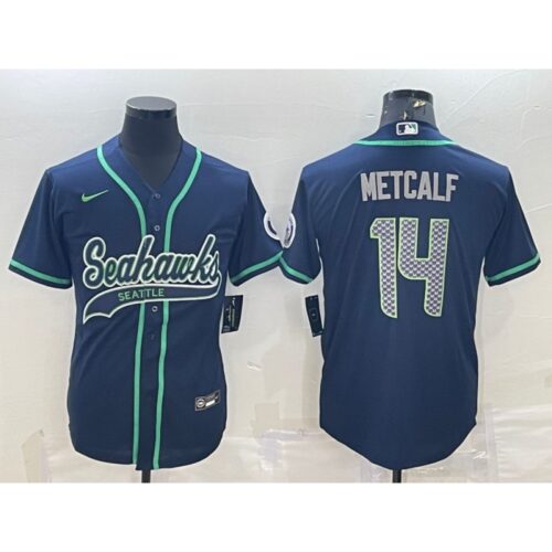 6861a36aa3051_1 Men's Seattle Seahawks #14 DK Metcalf Navy With Patch Cool Base Stitched Baseball Jersey