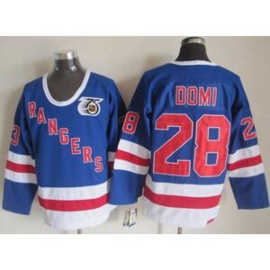 6861a3a6bf25c_1 Rangers #28 Tie Domi Blue CCM 75TH Stitched NHL Jersey