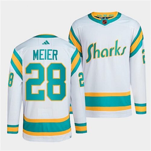 6861a3afc7b10_1 Men's San Jose Sharks #28 Timo Meier White 2022-23 Reverse Retro Stitched Jersey